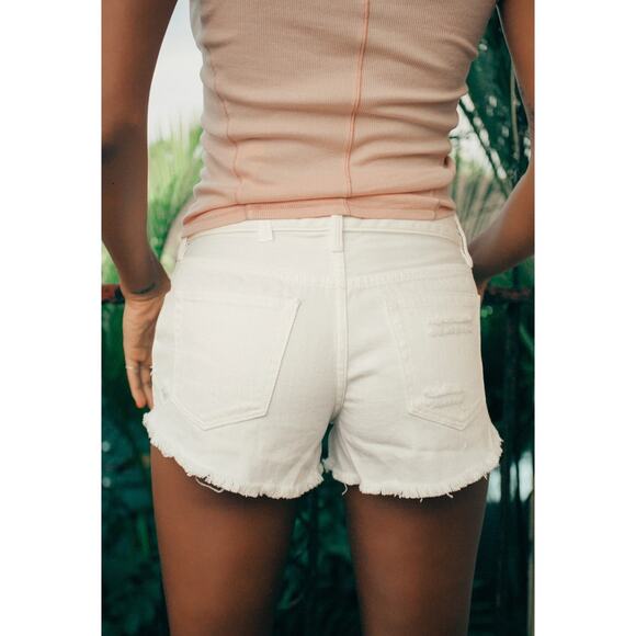Free People Loving Good Vibrations High Rise Denim Shorts White Size 31 - Picture 3 of 10